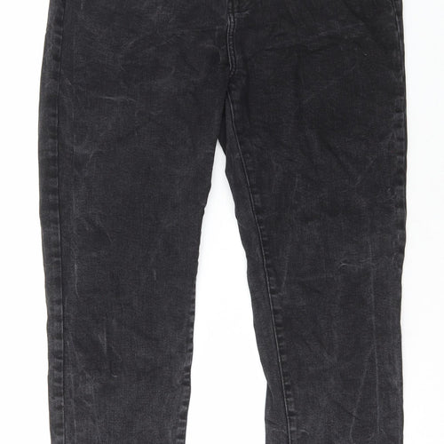 Denim & Co. Womens Grey Cotton Straight Jeans Size 14 L27 in Regular Button