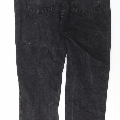 Denim & Co. Womens Grey Cotton Straight Jeans Size 14 L27 in Regular Button