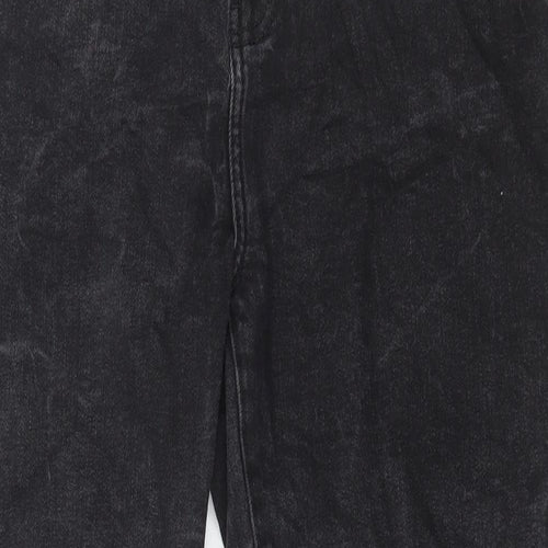 Denim & Co. Womens Grey Cotton Straight Jeans Size 14 L27 in Regular Button