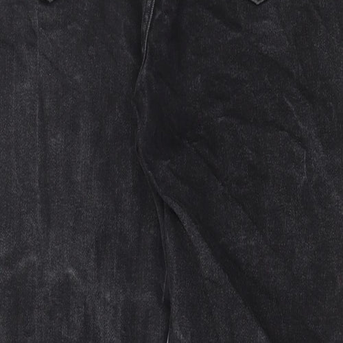 Denim & Co. Womens Grey Cotton Straight Jeans Size 14 L27 in Regular Button