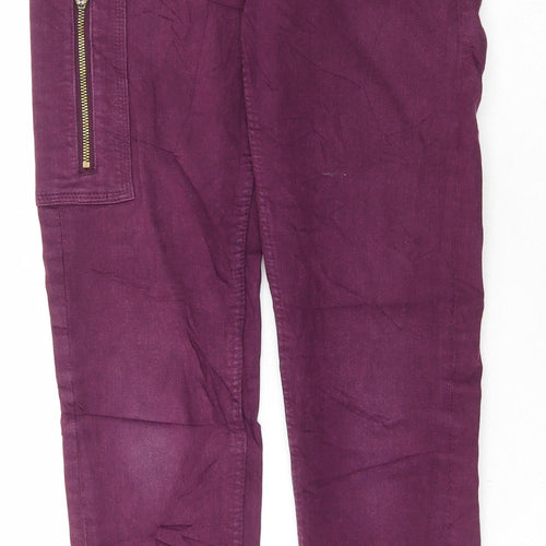 Marks and Spencer Womens Purple Cotton Skinny Jeans Size 6 L28 in Regular Button