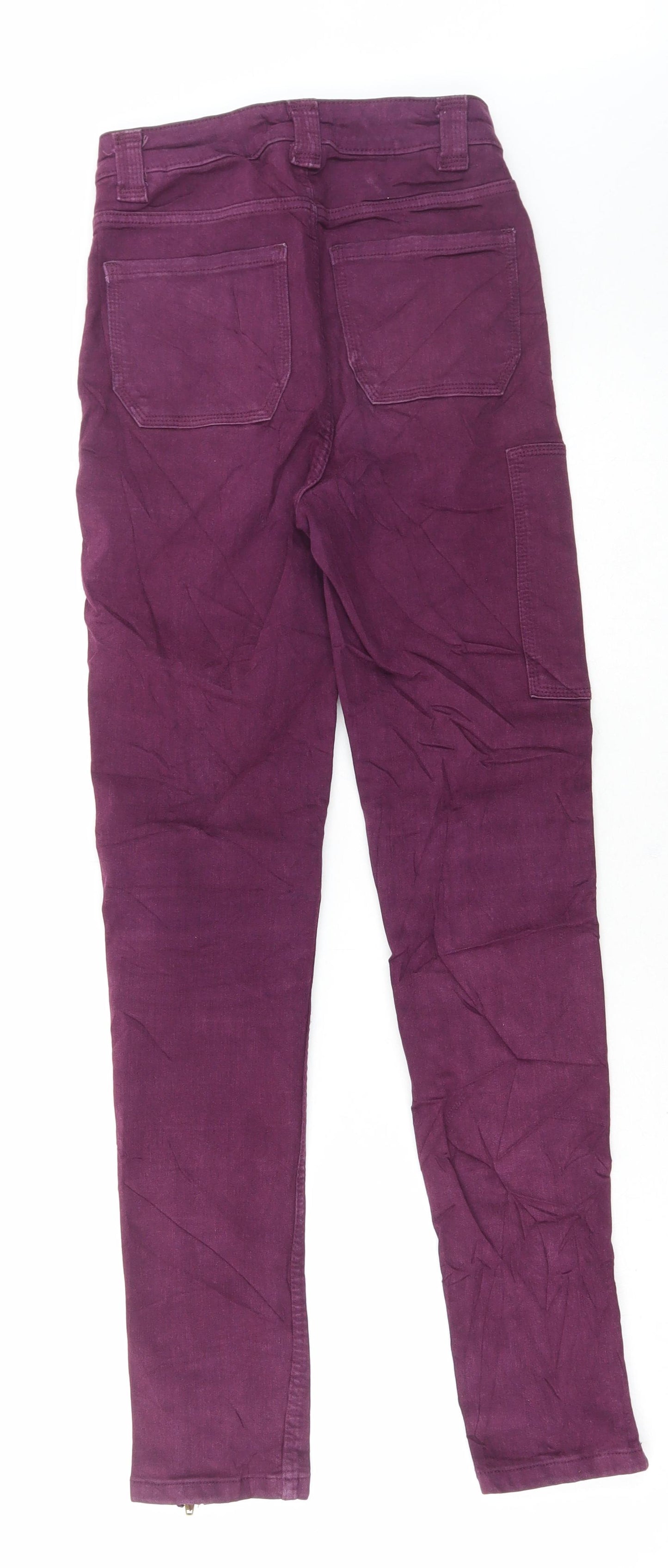 Marks and Spencer Womens Purple Cotton Skinny Jeans Size 6 L28 in Regular Button