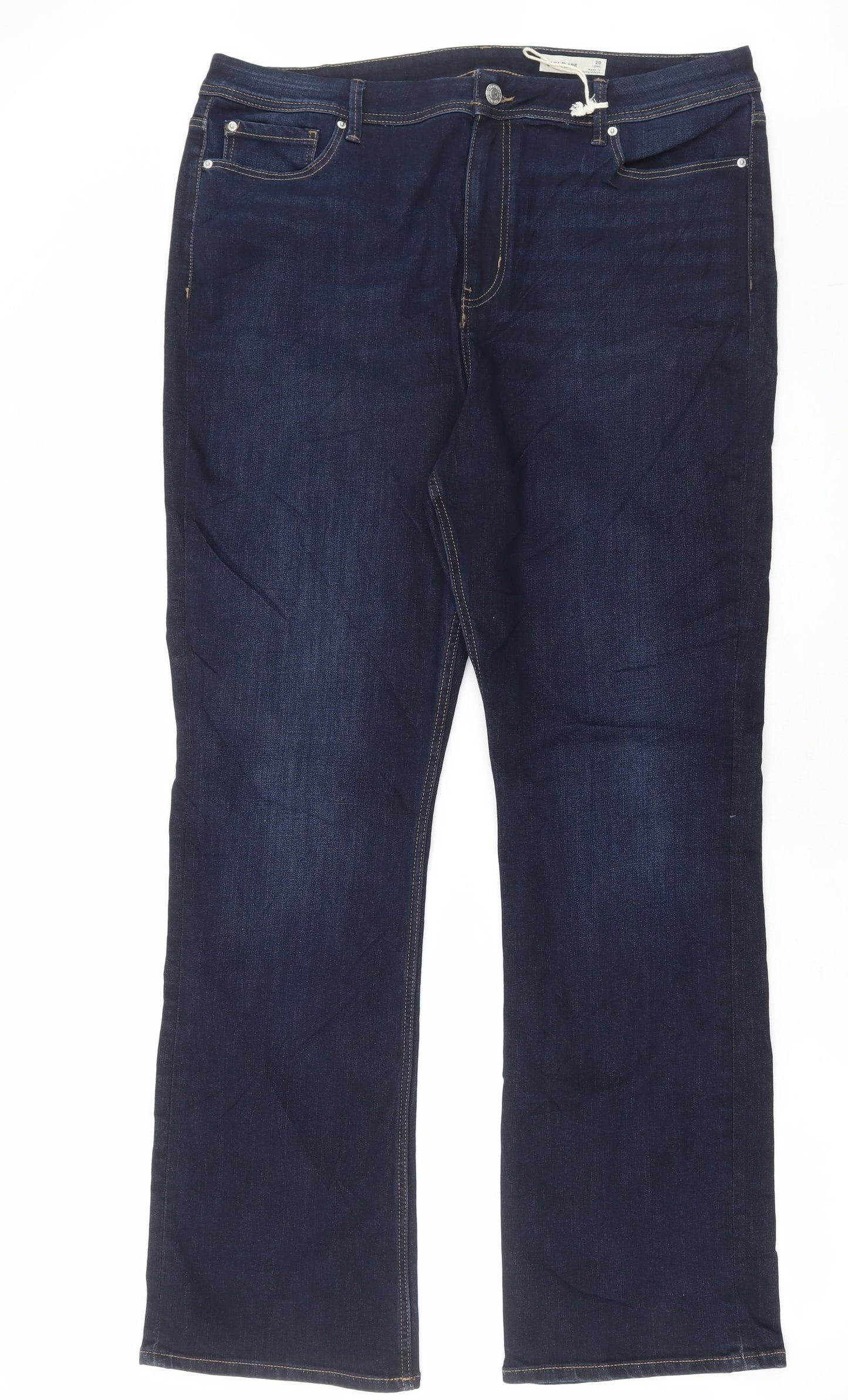 Marks and Spencer Womens Blue Cotton Flared Jeans Size 20 L33 in Regular Button