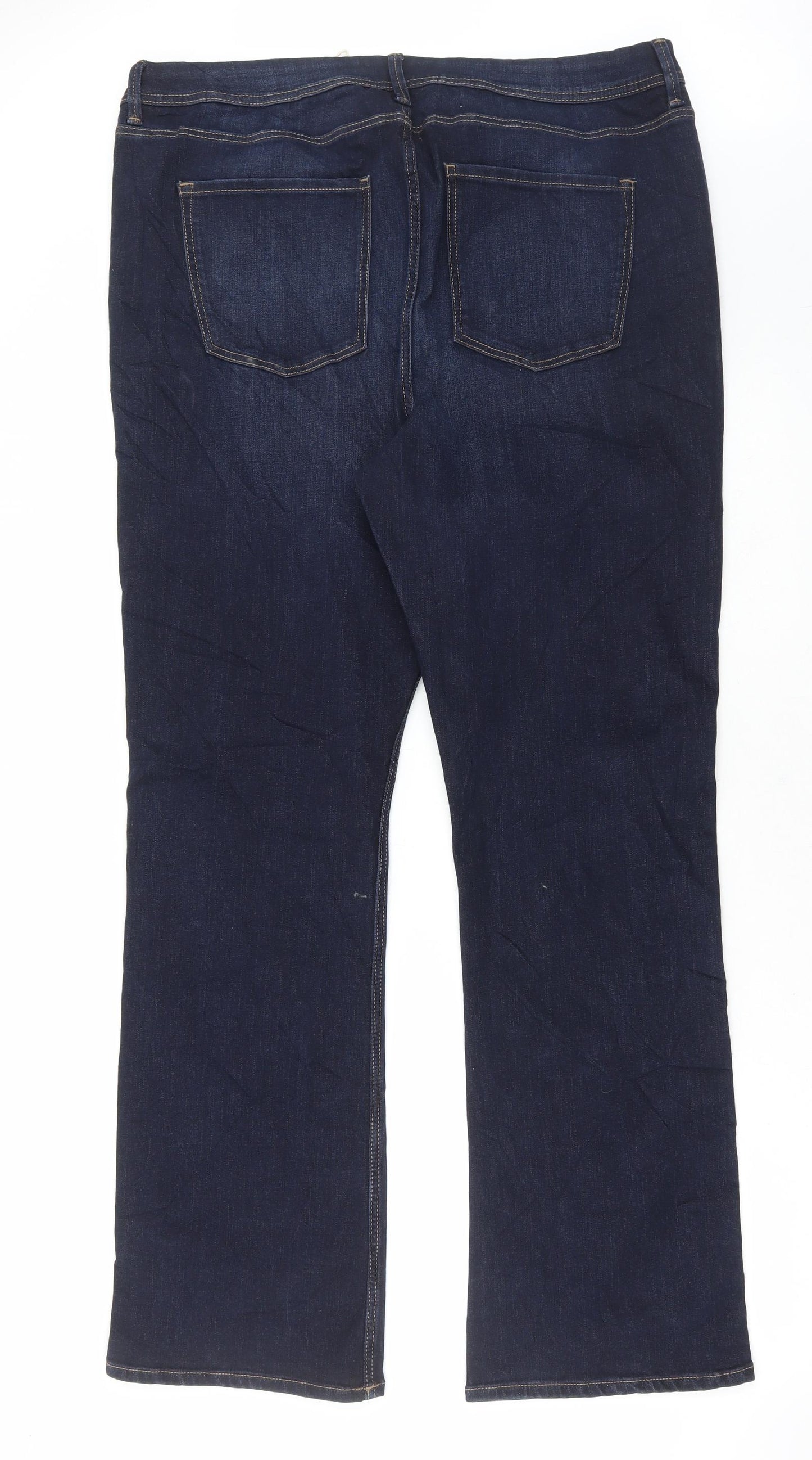 Marks and Spencer Womens Blue Cotton Flared Jeans Size 20 L33 in Regular Button