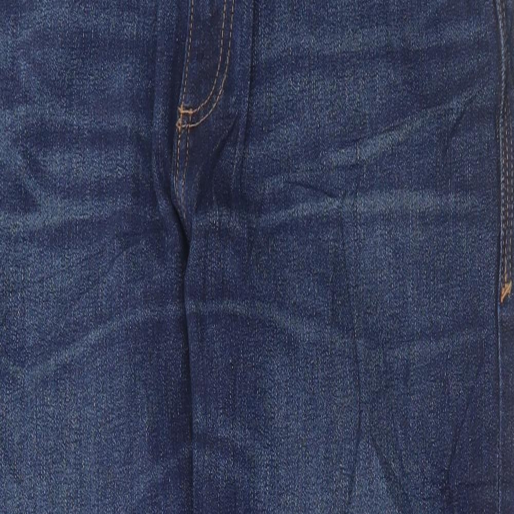 Marks and Spencer Mens Blue Cotton Straight Jeans Size 34 in L31 in Regular Button