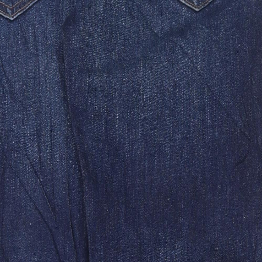 Marks and Spencer Mens Blue Cotton Straight Jeans Size 34 in L31 in Regular Button