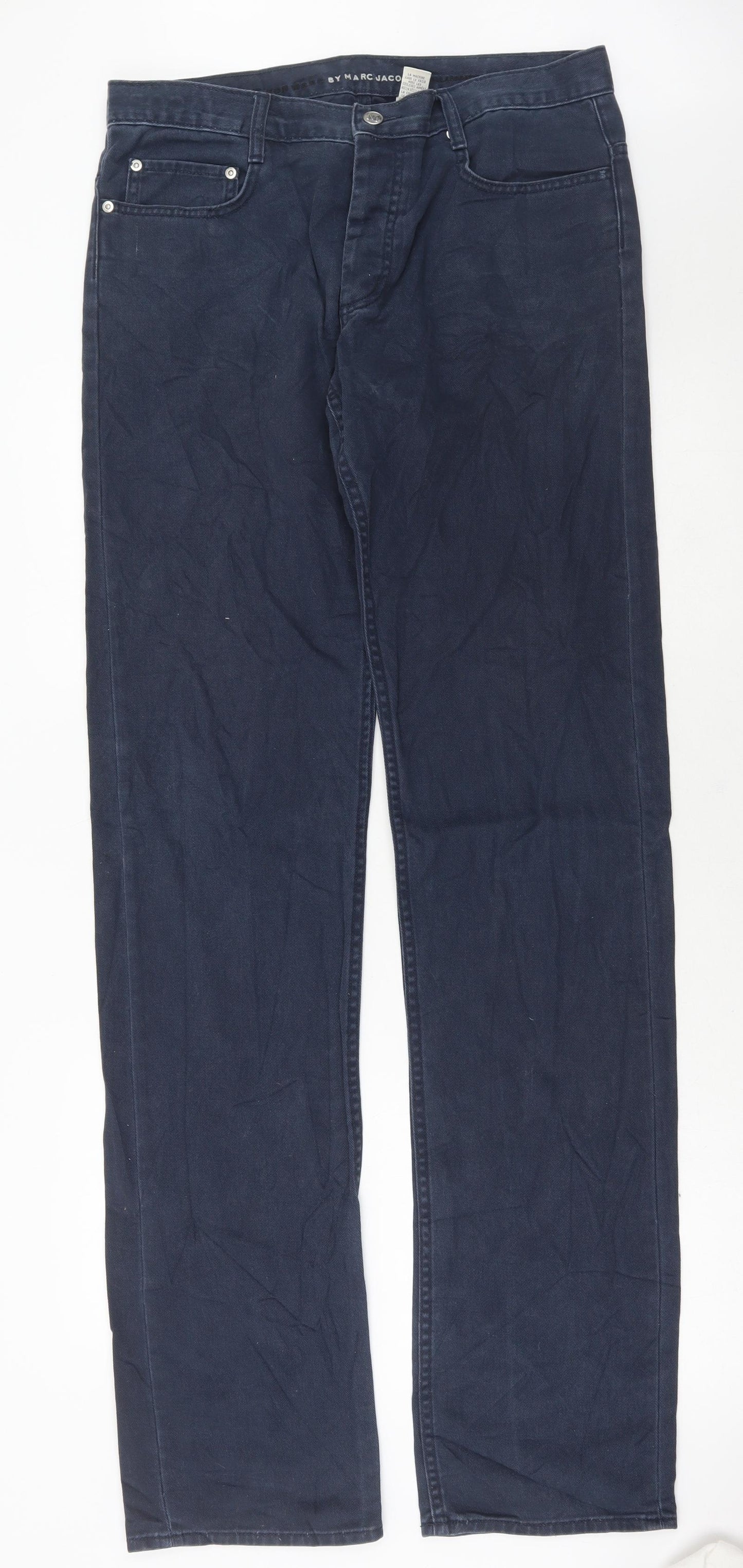 Marc Jacobs Mens Blue Cotton Straight Jeans Size 34 in L36 in Regular Button