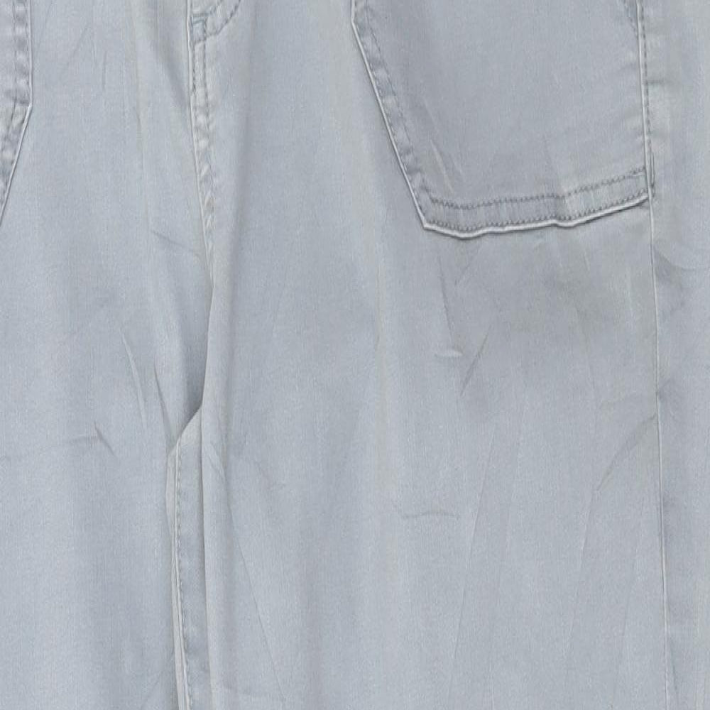 Marks and Spencer Womens Blue Cotton Cargo Trousers Size 16 L28 in Regular Button