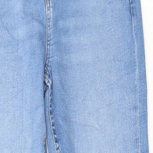 Marks and Spencer Womens Blue Cotton Skinny Jeans Size 28 in L27 in Regular Button
