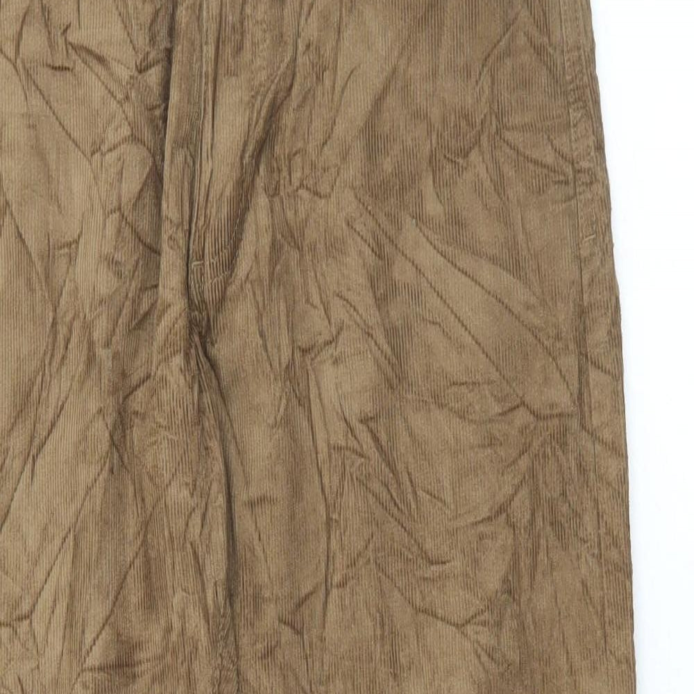 Marks and Spencer Mens Brown Cotton Trousers Size 30 in L28 in Regular Button