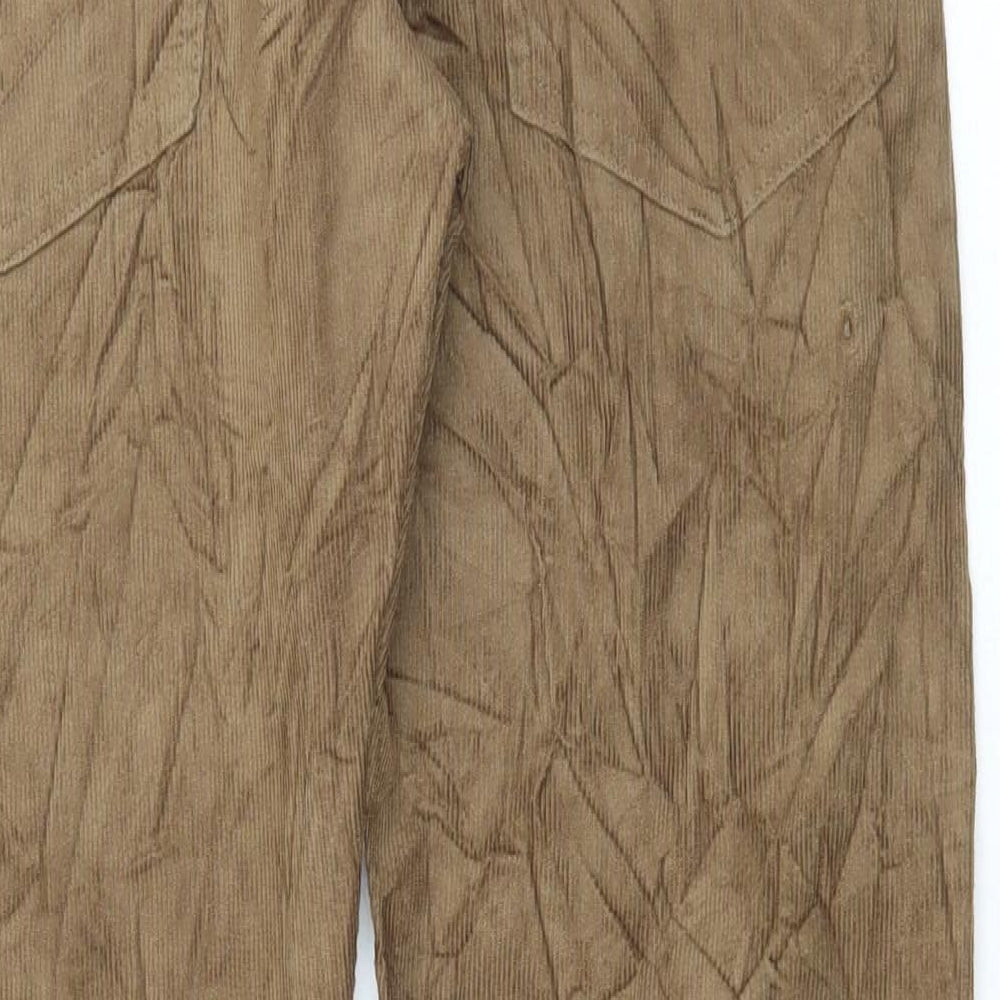 Marks and Spencer Mens Brown Cotton Trousers Size 30 in L28 in Regular Button