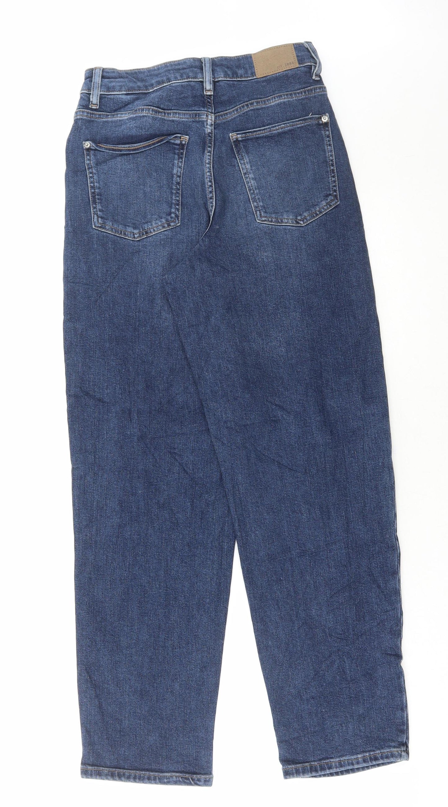 Marks and Spencer Womens Blue Cotton Tapered Jeans Size 8 L28 in Regular Button