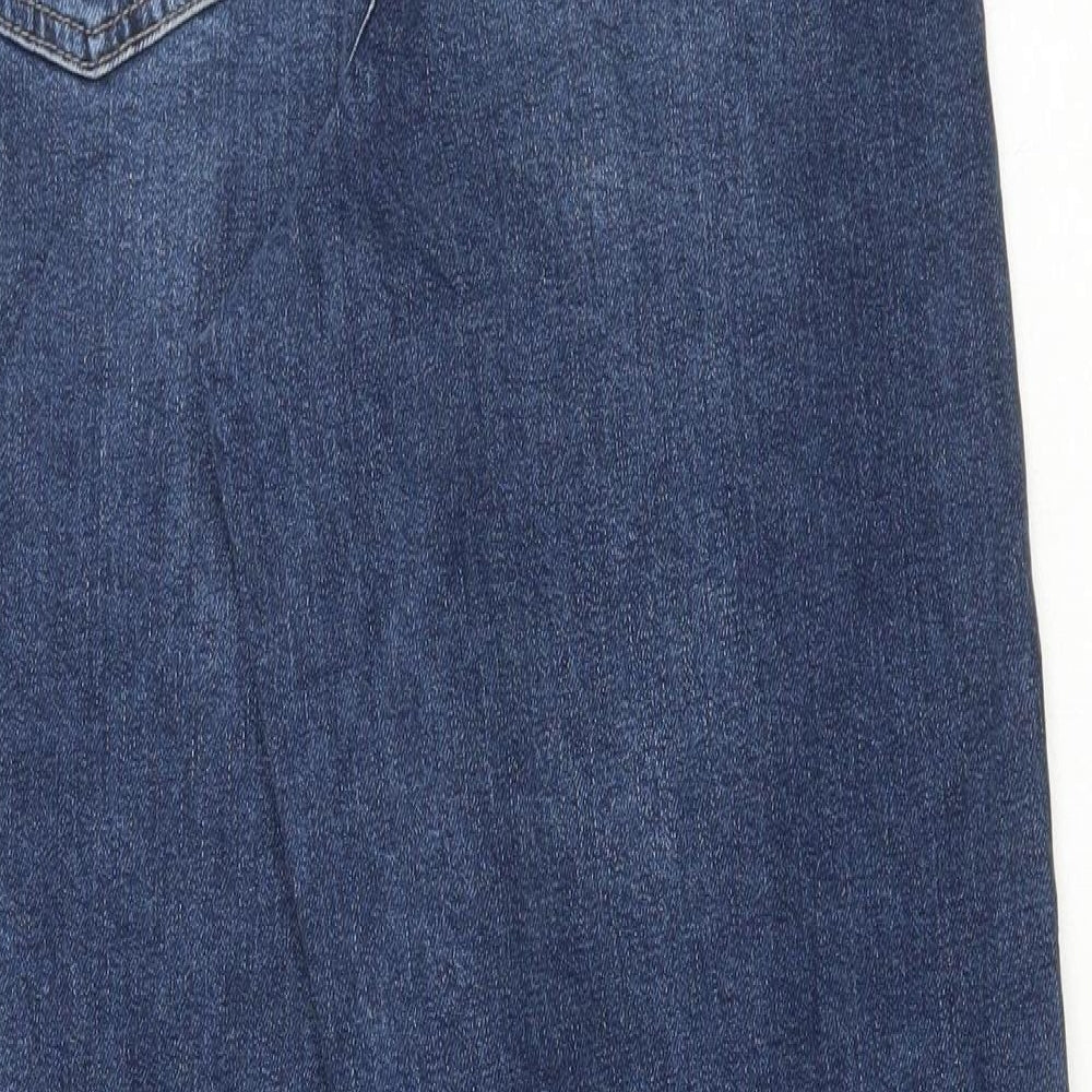 Marks and Spencer Womens Blue Cotton Tapered Jeans Size 8 L28 in Regular Button