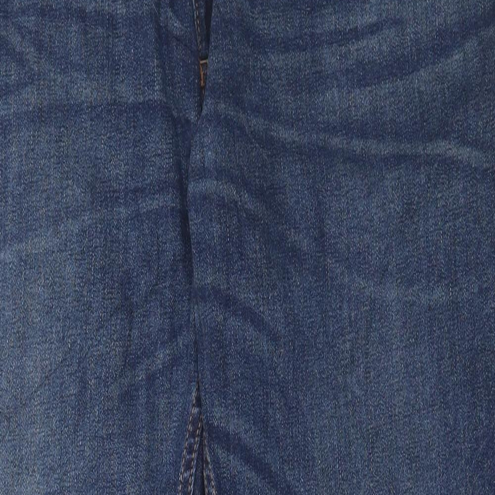 Marks and Spencer Mens Blue Cotton Straight Jeans Size 38 in L31 in Regular Button
