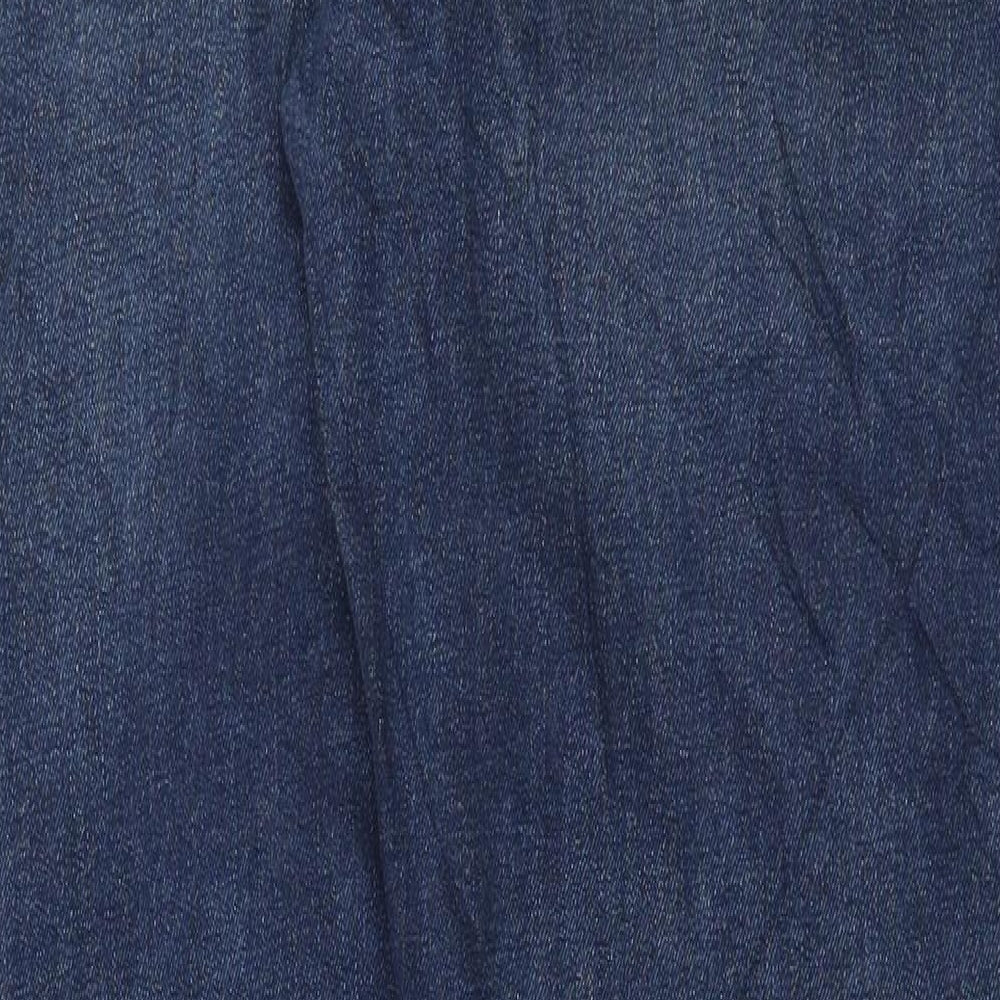 Marks and Spencer Mens Blue Cotton Straight Jeans Size 38 in L31 in Regular Button