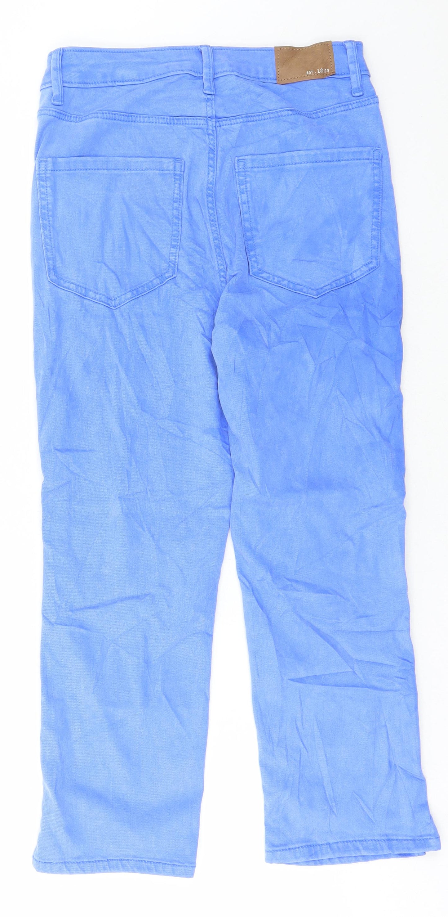 Marks and Spencer Womens Blue Cotton Cropped Jeans Size 8 L22 in Regular Button