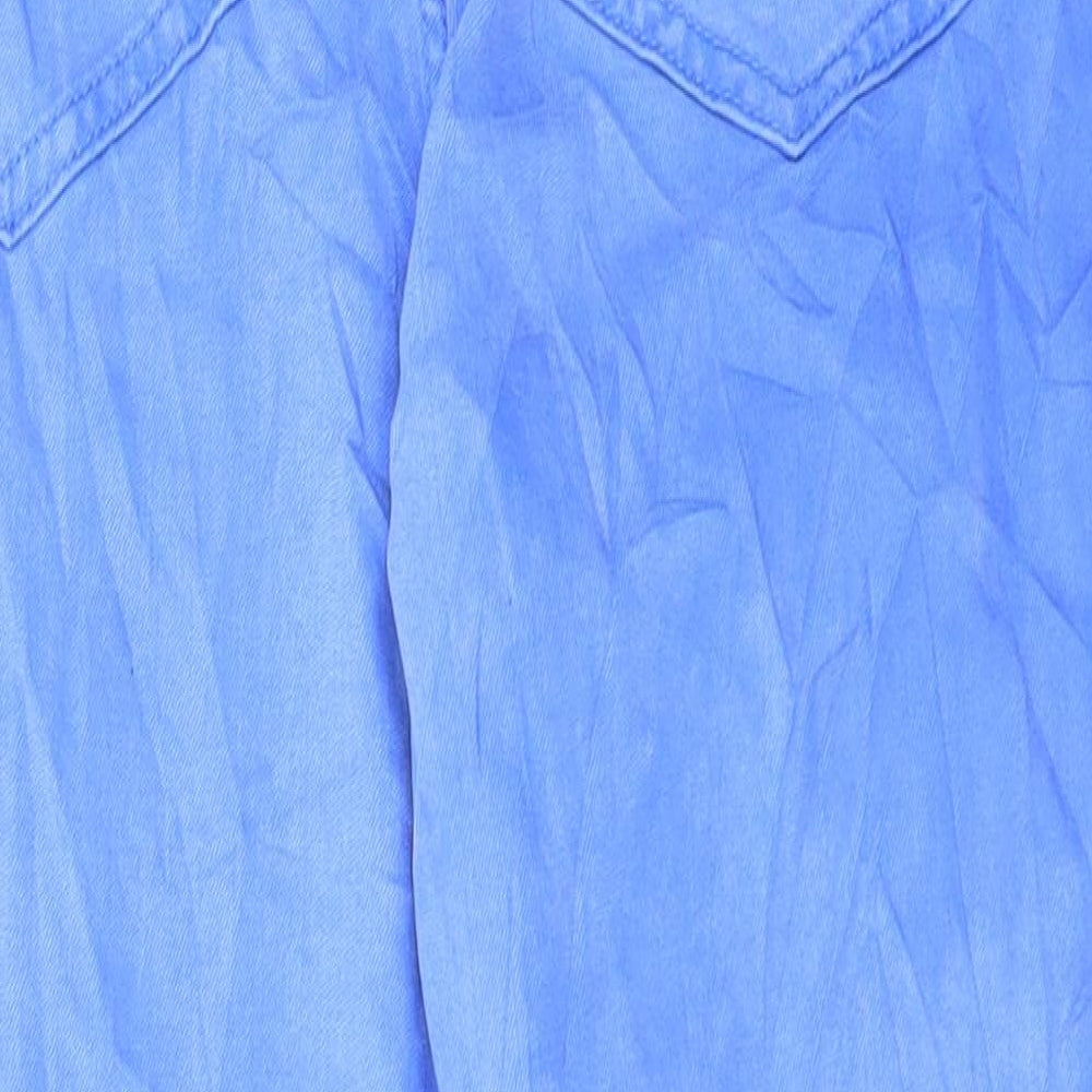Marks and Spencer Womens Blue Cotton Cropped Jeans Size 8 L22 in Regular Button