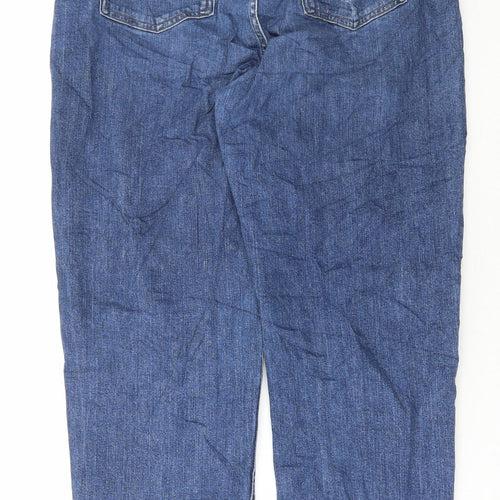 Marks and Spencer Womens Blue Cotton Straight Jeans Size 16 L29 in Regular Button