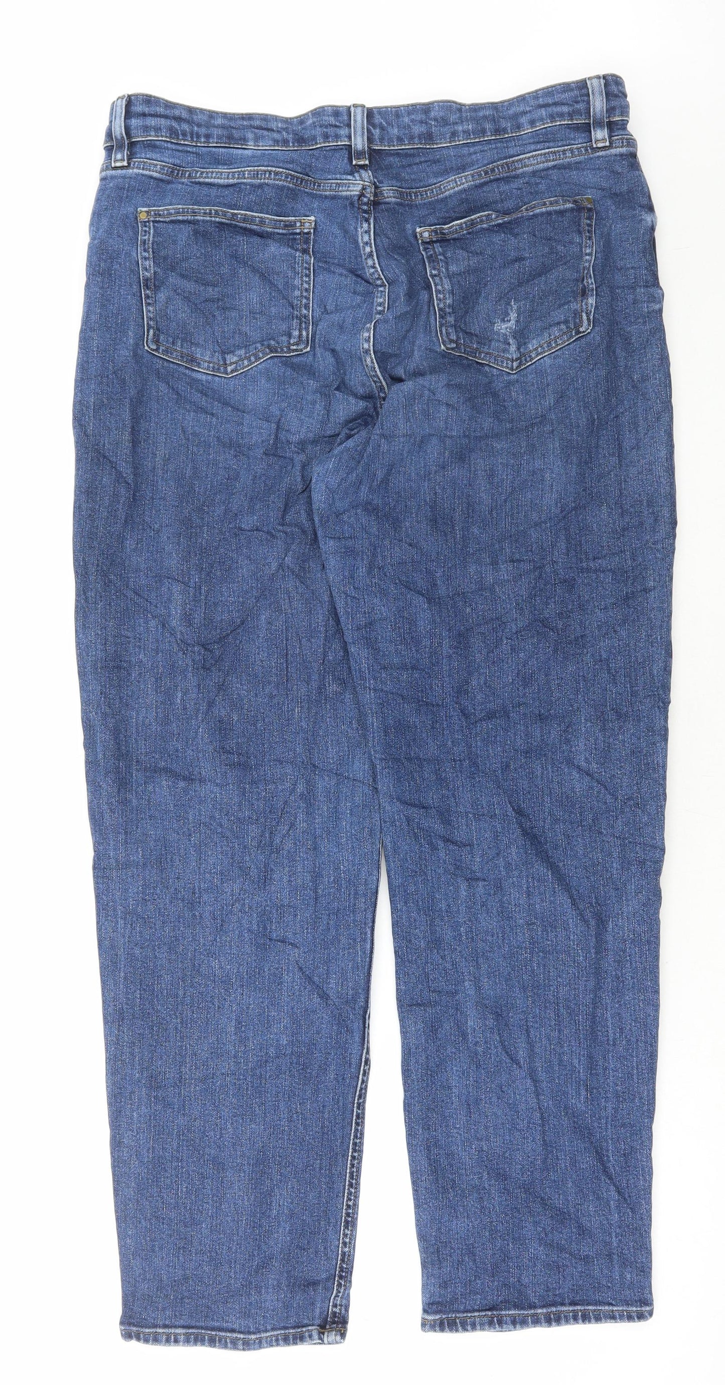 Marks and Spencer Womens Blue Cotton Straight Jeans Size 16 L29 in Regular Button