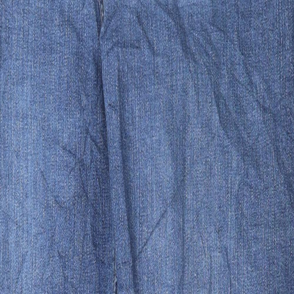 Marks and Spencer Womens Blue Cotton Straight Jeans Size 16 L29 in Regular Button