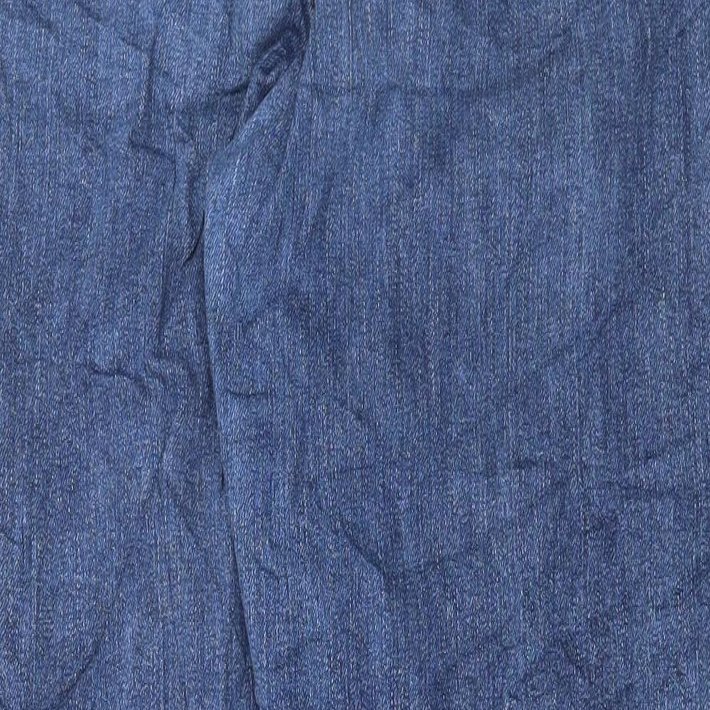 Marks and Spencer Womens Blue Cotton Straight Jeans Size 16 L29 in Regular Button