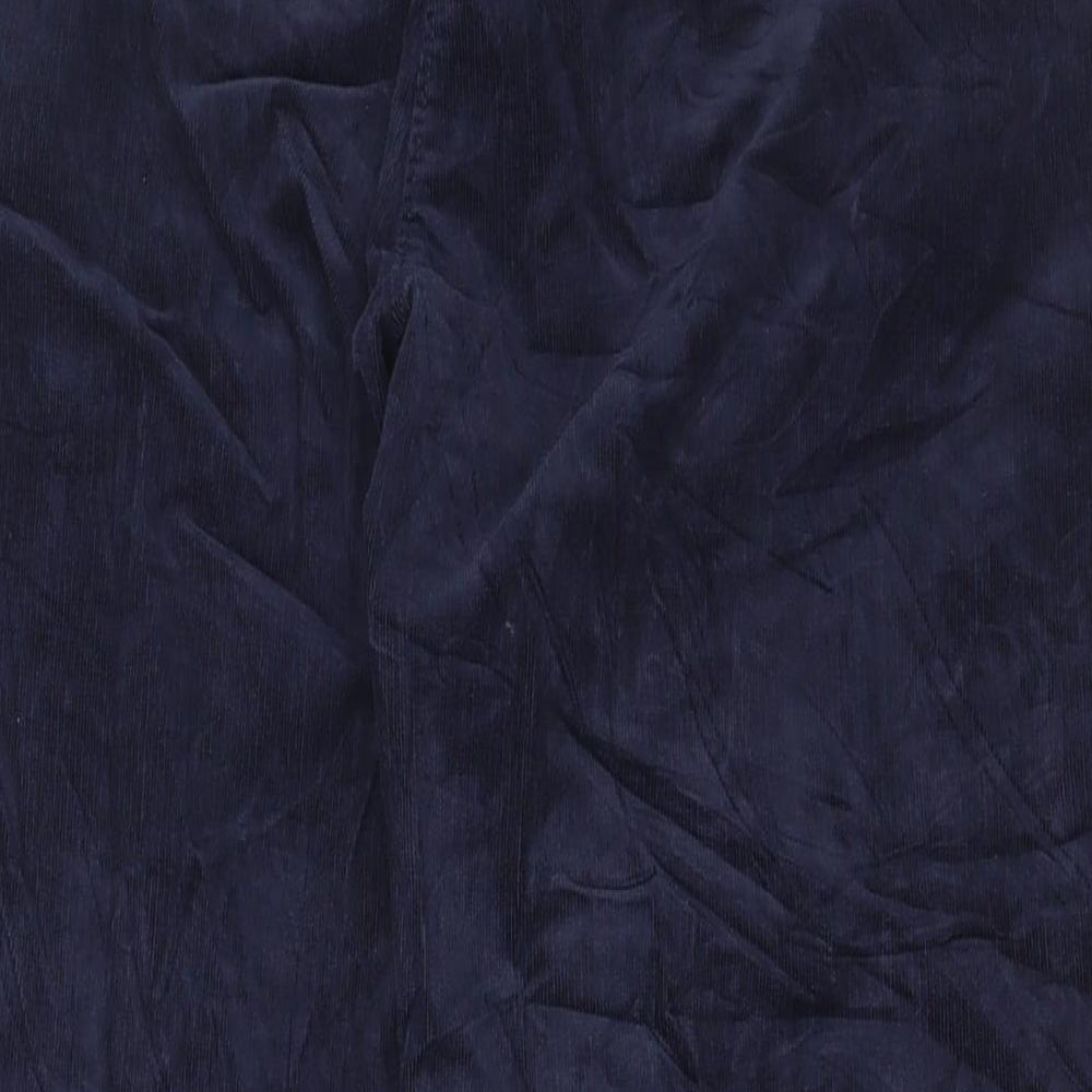 Marks and Spencer Womens Blue Cotton Trousers Size 14 L25 in Regular Button