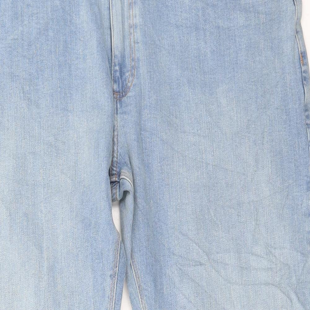 Marks and Spencer Mens Blue Cotton Straight Jeans Size 40 in L29 in Regular Button