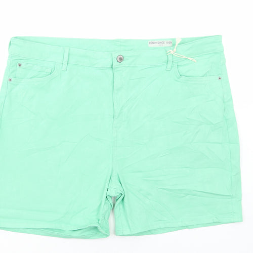 Marks and Spencer Womens Green Cotton Bermuda Shorts Size 22 L6 in Regular Button