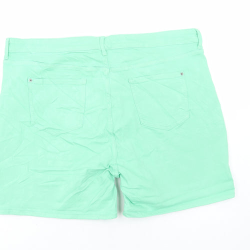 Marks and Spencer Womens Green Cotton Bermuda Shorts Size 22 L6 in Regular Button