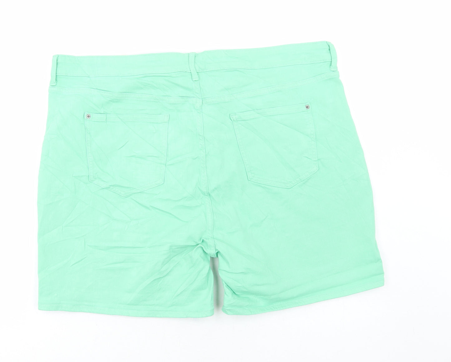 Marks and Spencer Womens Green Cotton Bermuda Shorts Size 22 L6 in Regular Button