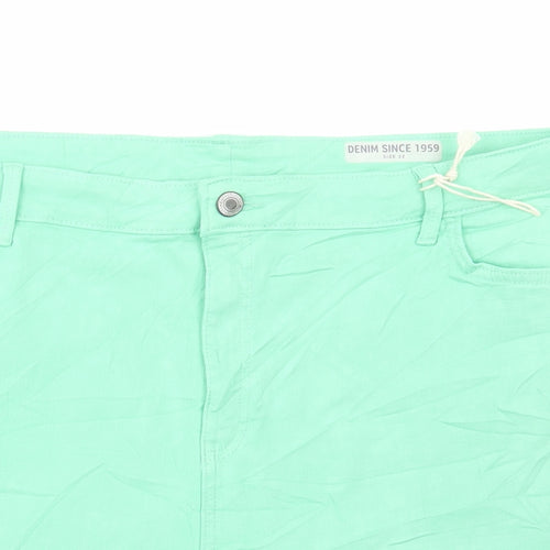 Marks and Spencer Womens Green Cotton Bermuda Shorts Size 22 L6 in Regular Button