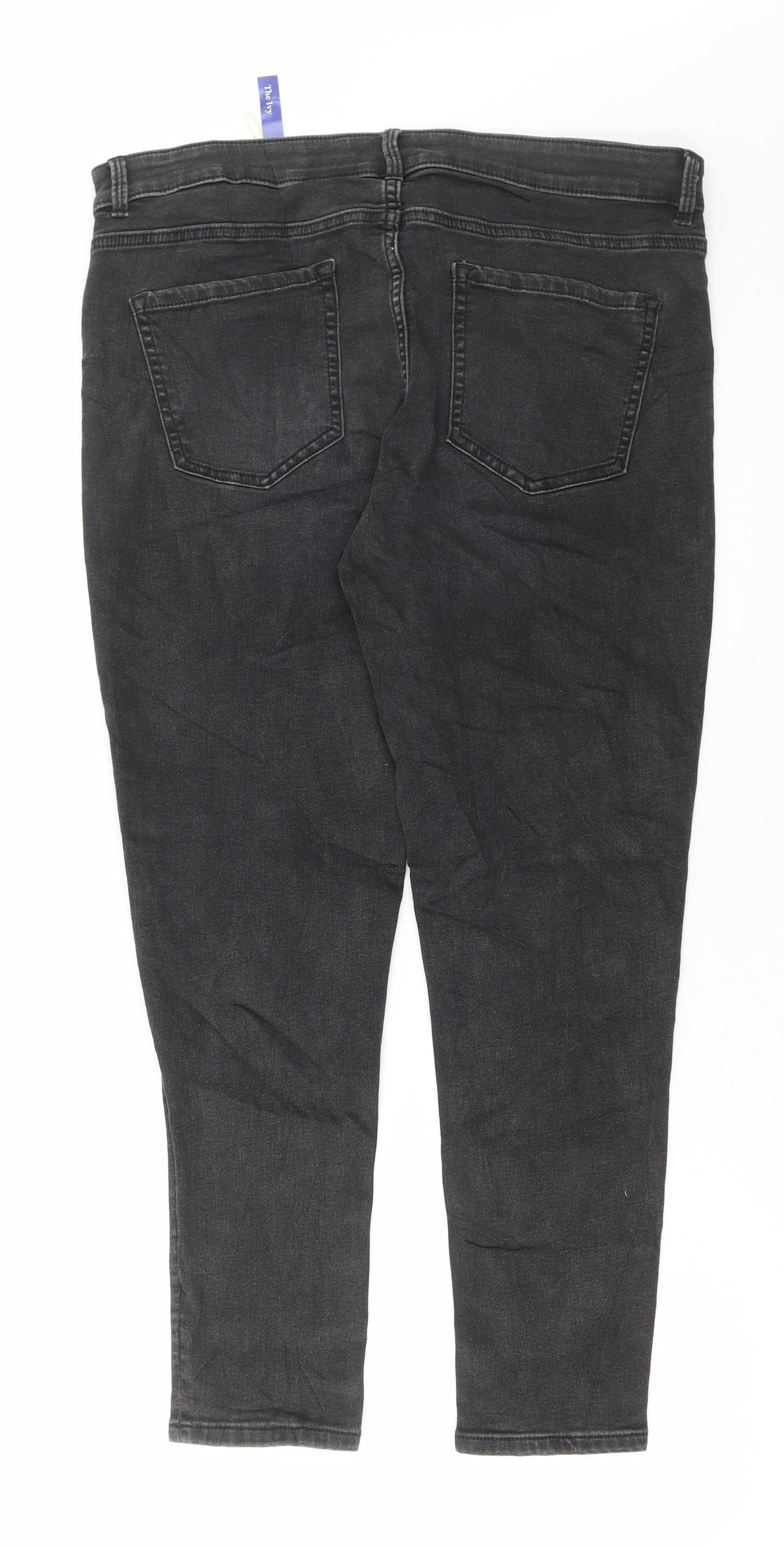 Marks and Spencer Womens Grey Cotton Skinny Jeans Size 16 L26 in Regular Button