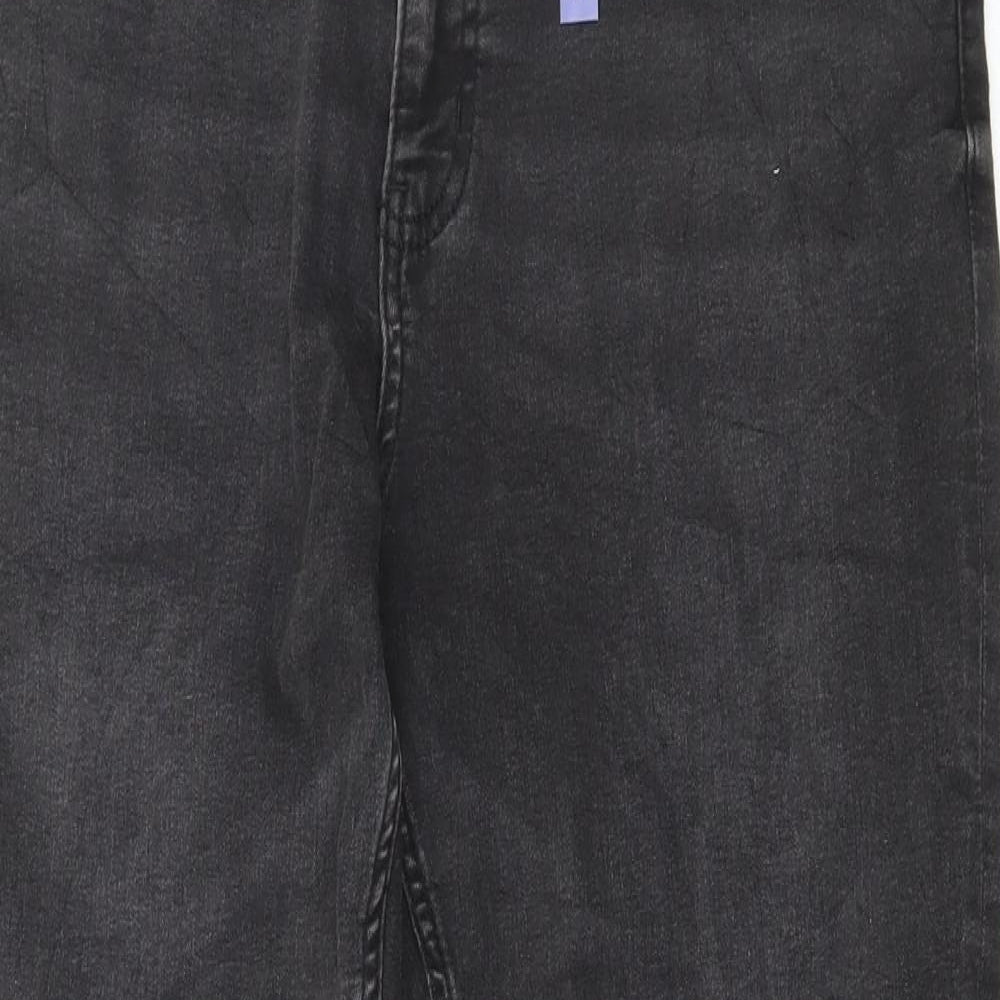 Marks and Spencer Womens Grey Cotton Skinny Jeans Size 16 L26 in Regular Button
