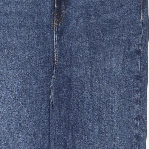 Marks and Spencer Womens Blue Cotton Mom Jeans Size 16 L34 in Regular Button