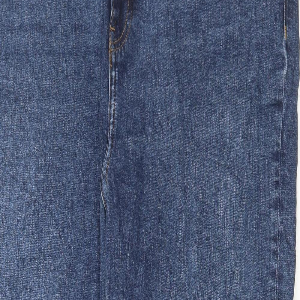 Marks and Spencer Womens Blue Cotton Mom Jeans Size 16 L34 in Regular Button