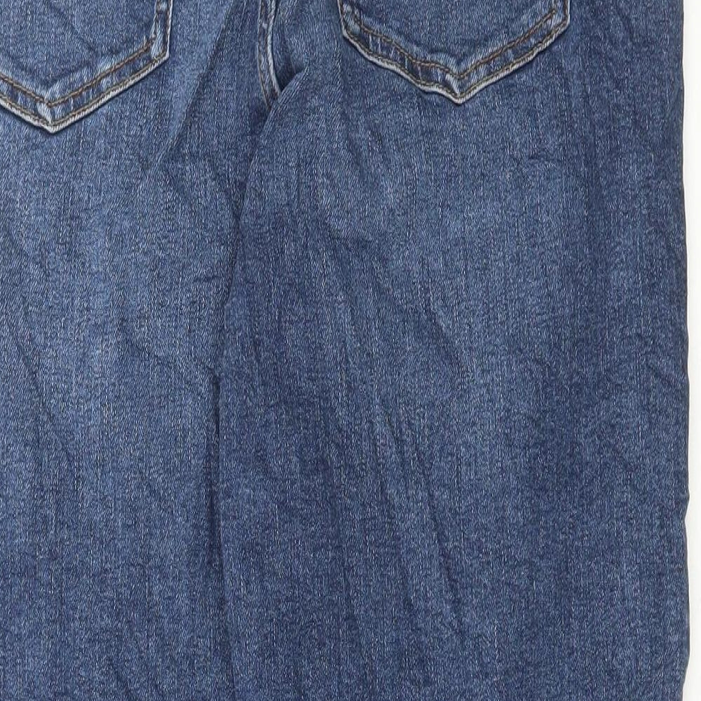Marks and Spencer Womens Blue Cotton Mom Jeans Size 16 L34 in Regular Button