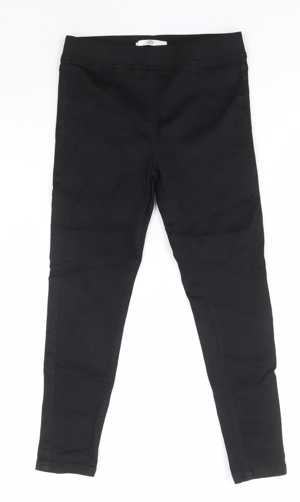 Marks and Spencer Girls Black Cotton Jegging Trousers Size 8-9 Years Regular Pullover