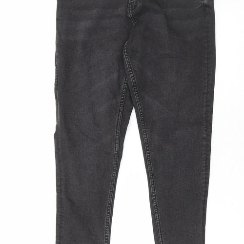 Marks and Spencer Womens Grey Cotton Skinny Jeans Size 12 L27 in Regular Button