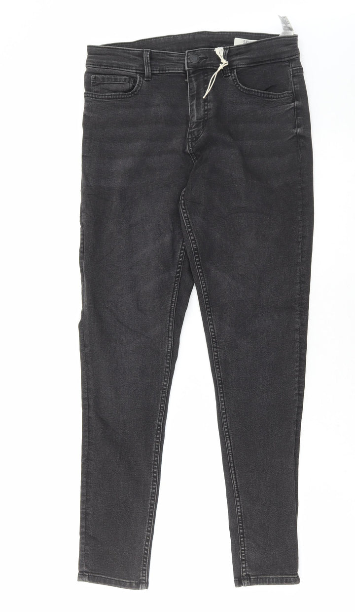 Marks and Spencer Womens Grey Cotton Skinny Jeans Size 12 L27 in Regular Button