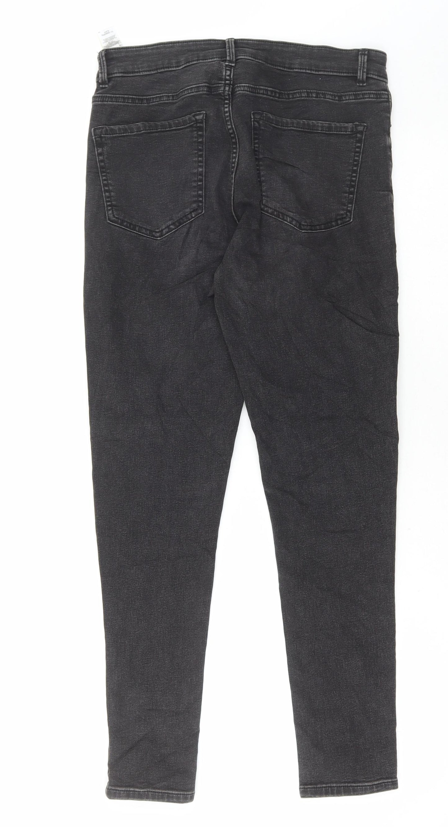 Marks and Spencer Womens Grey Cotton Skinny Jeans Size 12 L27 in Regular Button
