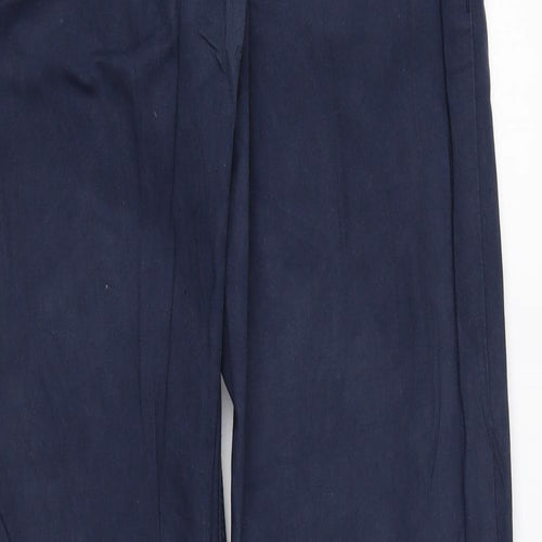 Marks and Spencer Mens Blue Cotton Chino Trousers Size 32 in L33 in Regular Zip
