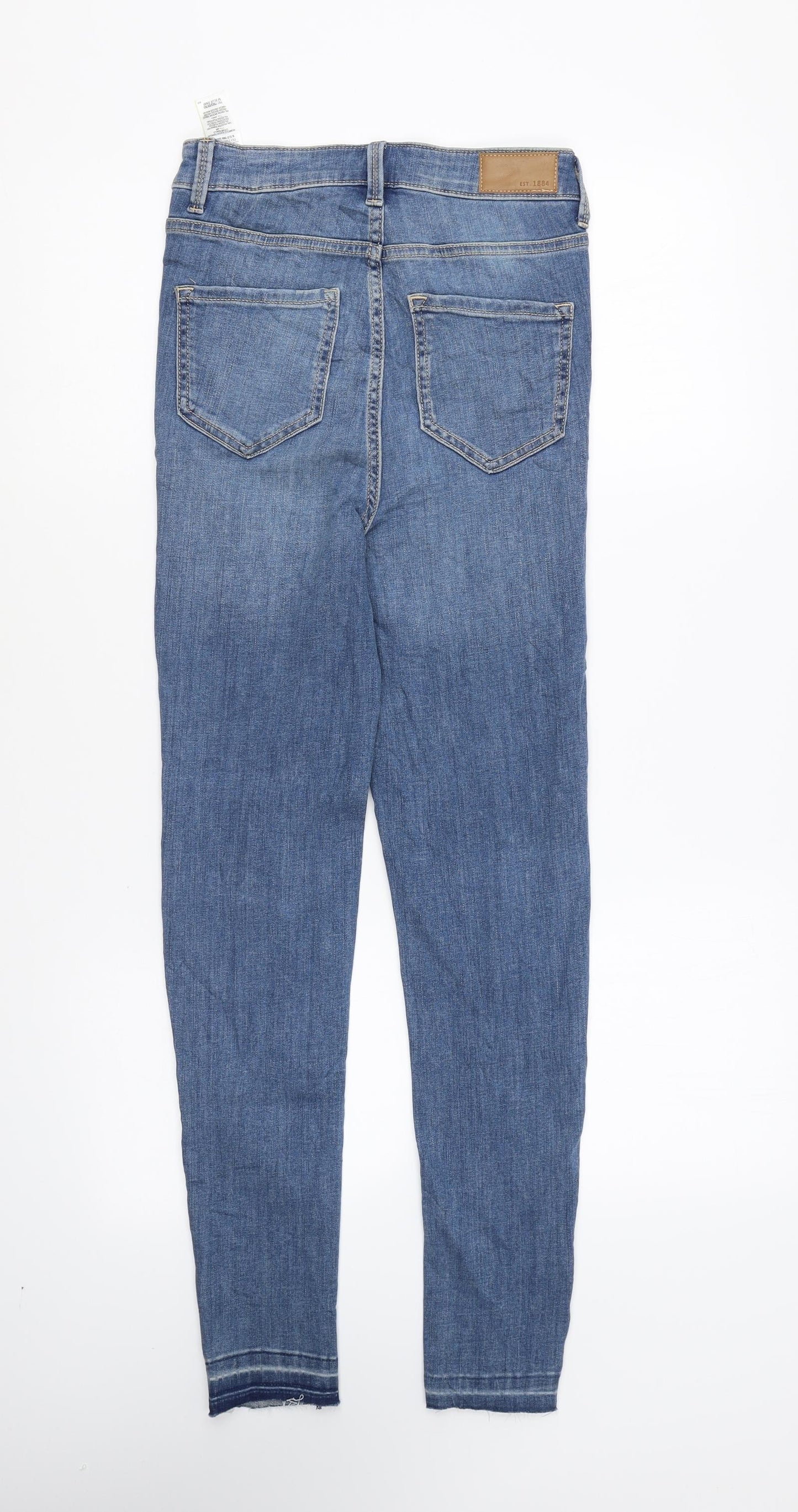 Marks and Spencer Womens Blue Cotton Skinny Jeans Size 6 L28 in Regular Zip