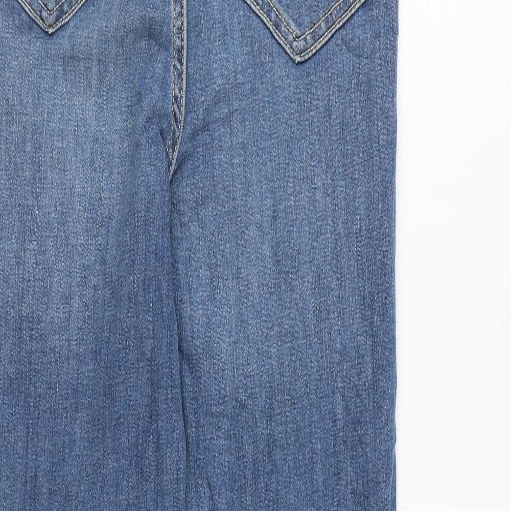 Marks and Spencer Womens Blue Cotton Skinny Jeans Size 6 L28 in Regular Zip