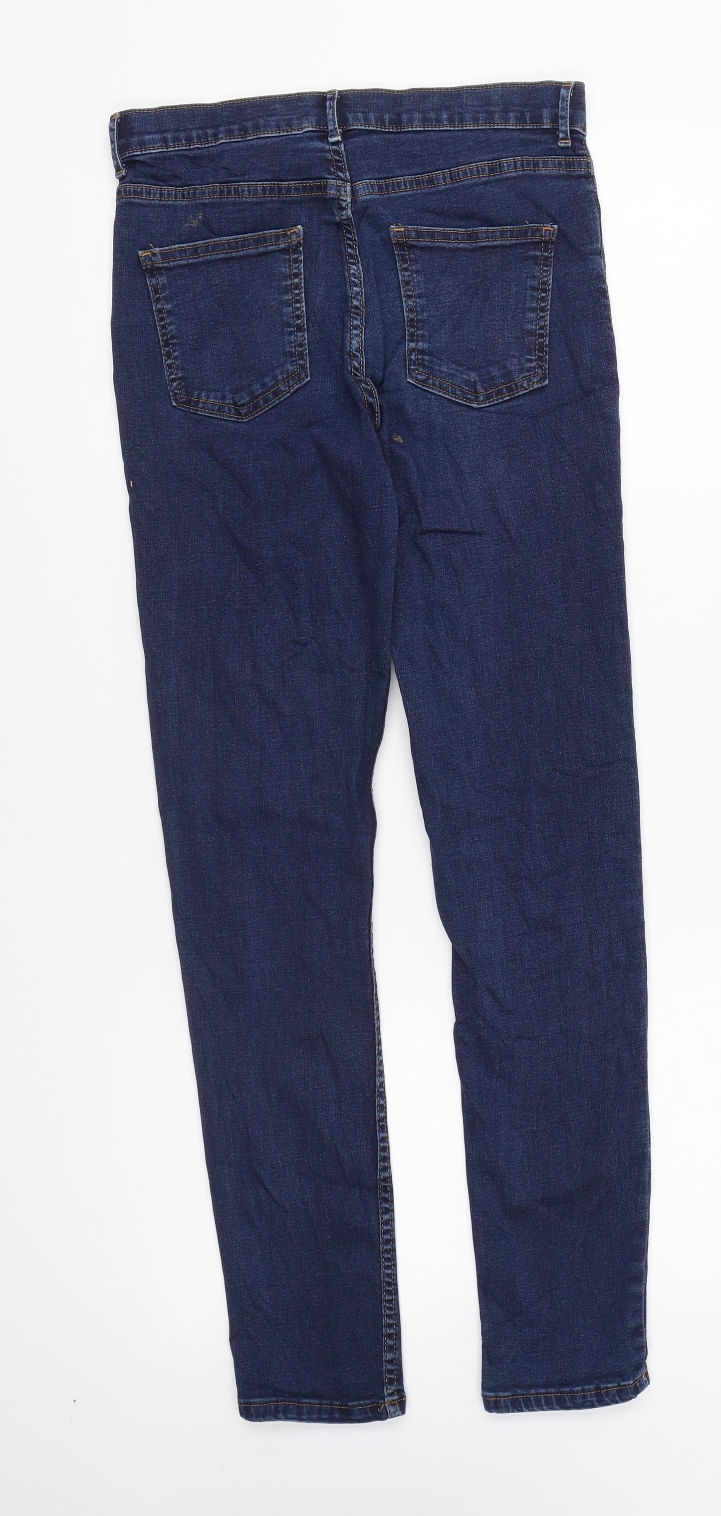 Preworn Girls Blue Cotton Skinny Jeans Size 12 Years Regular Zip