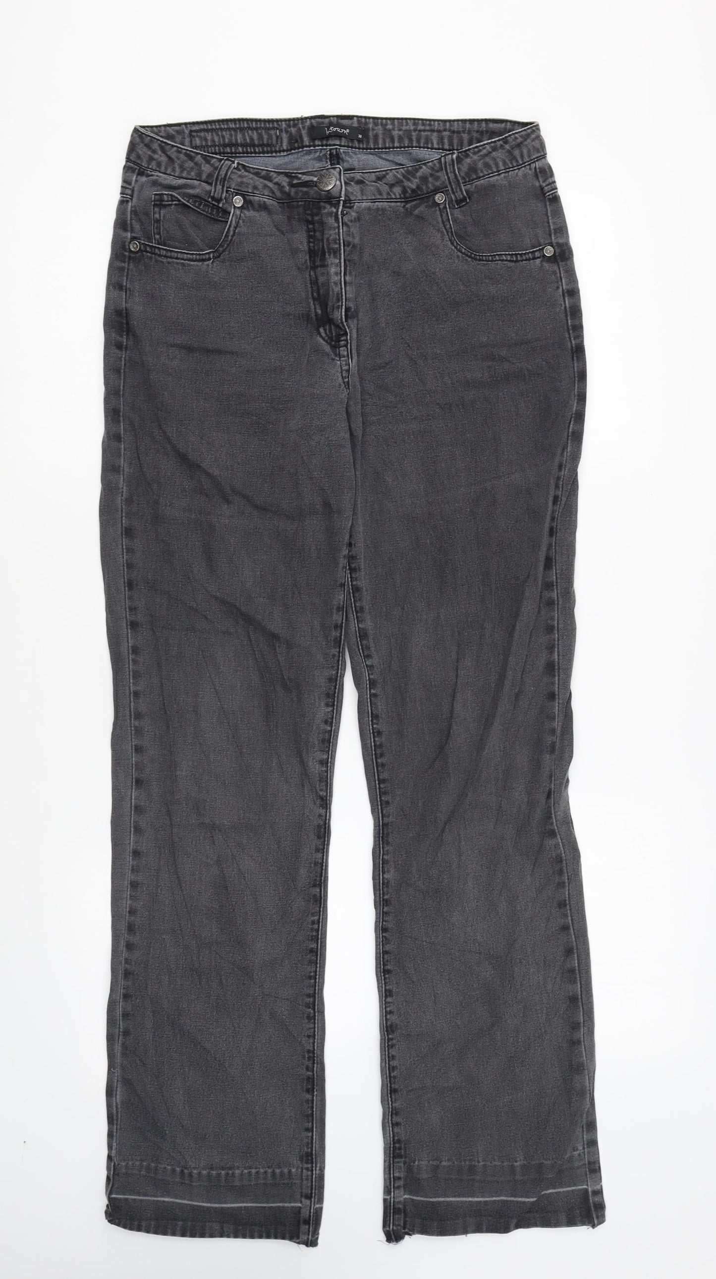 Intown Womens Grey Camel Straight Jeans Size 10 L28 in Regular Zip