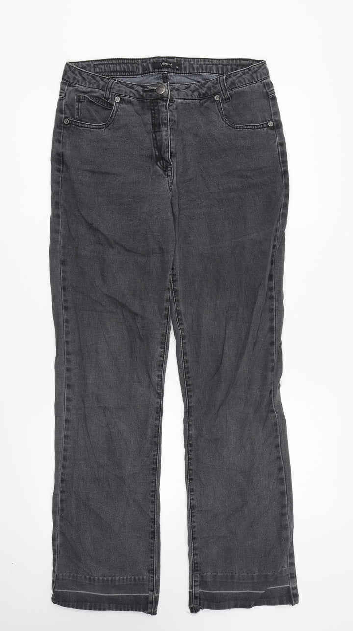 Intown Womens Grey Camel Straight Jeans Size 10 L28 in Regular Zip