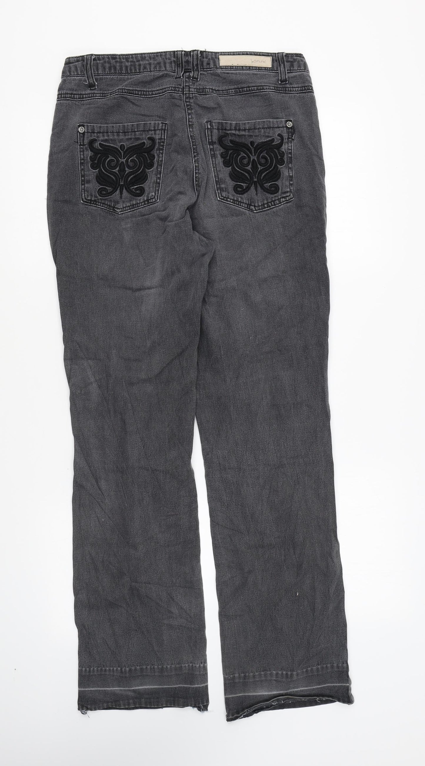 Intown Womens Grey Camel Straight Jeans Size 10 L28 in Regular Zip