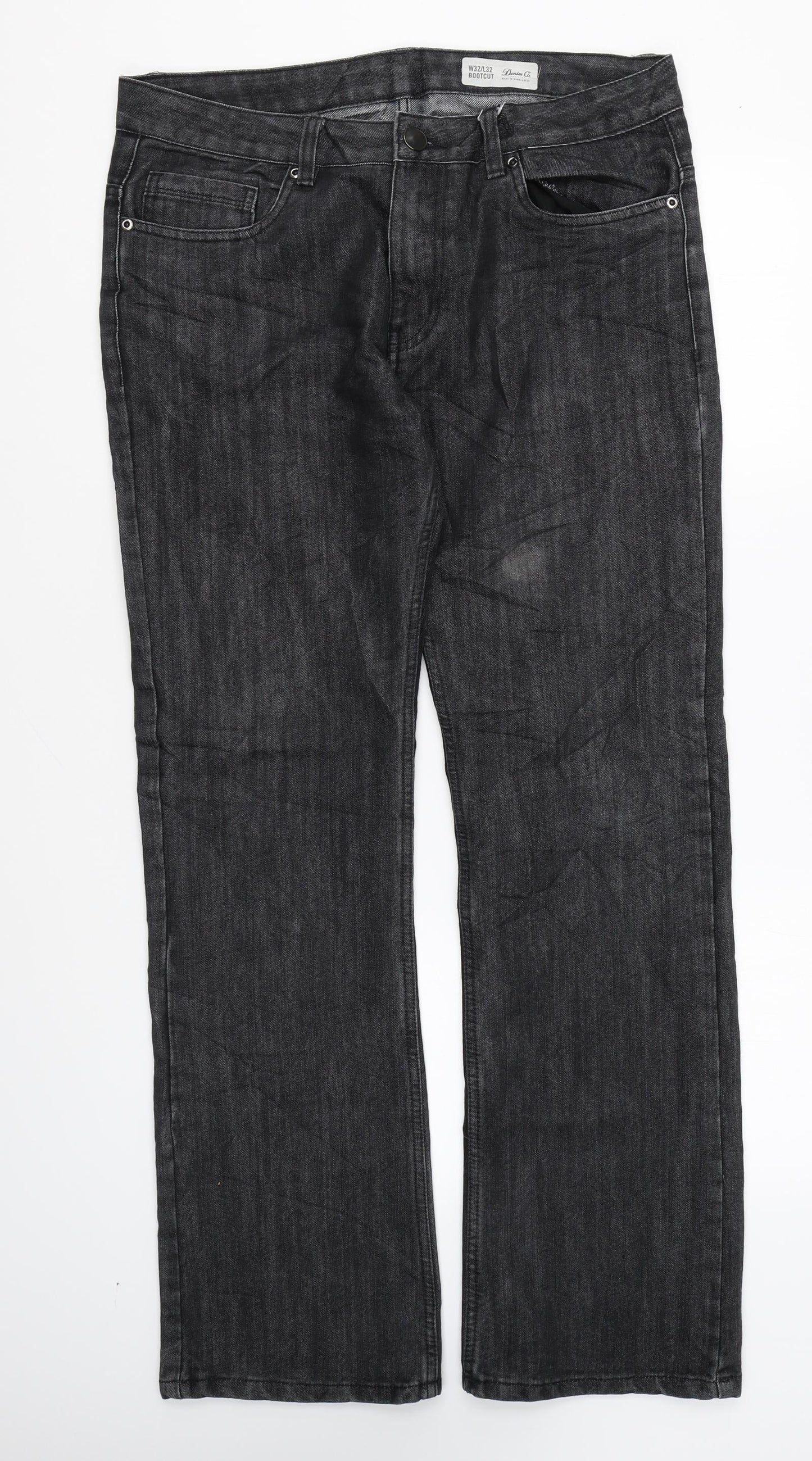 Denim & Co. Mens Grey Cotton Bootcut Jeans Size 32 in L32 in Regular Zip