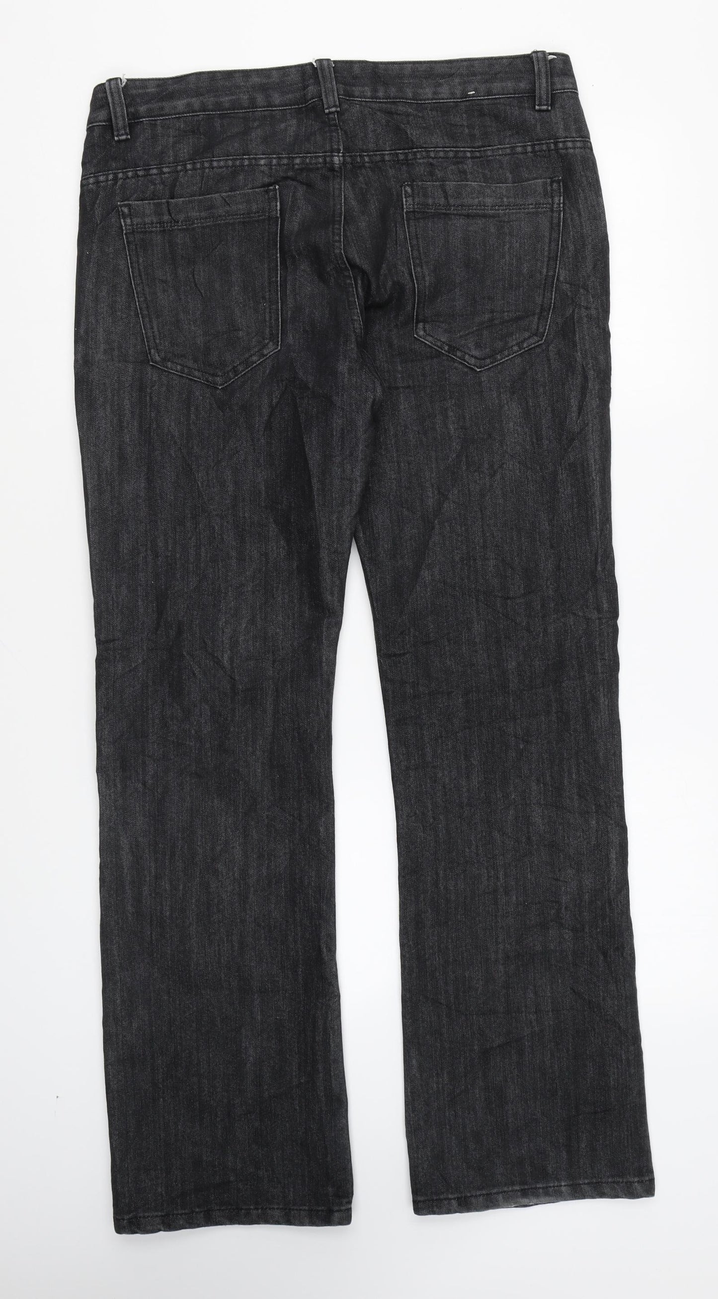 Denim & Co. Mens Grey Cotton Bootcut Jeans Size 32 in L32 in Regular Zip