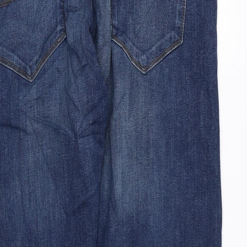Marks and Spencer Womens Blue Cotton Straight Jeans Size 34 in L29 in Regular Zip